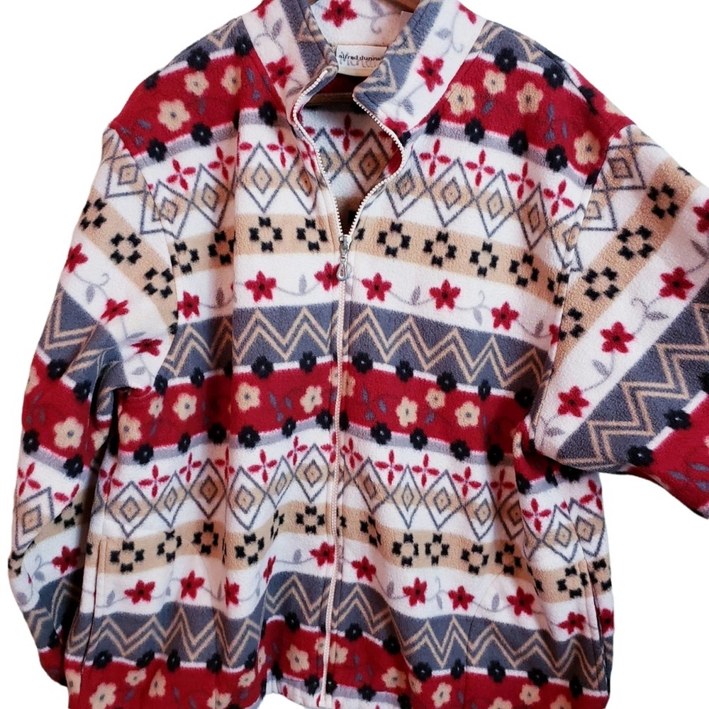Alfred Dunner Womens Full Zip Floral Azteca Printed Fleece Jacket Sz XXL Used - Picture 3 of 13